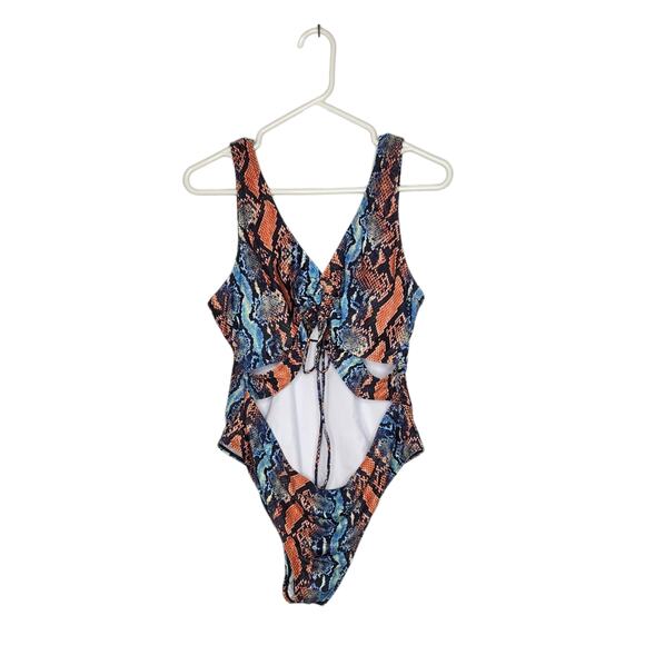 Shein Snakeskin Print Cut Out One Piece Swimsuit 2XL NWT - Picture 2 of 7